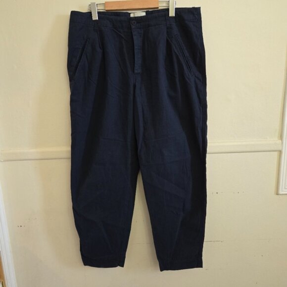 Folk Men's Navy Blue Brushed Assembly Suit Trouser - Picture 2 of 11